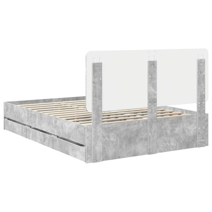 vidaXL Bettrahmen mit Kopfteil Beton Grau 140 x 200 cm Ingenieurs Holz