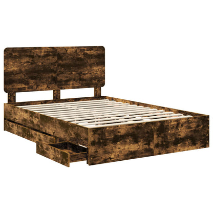 vidaXL Bettrahmen Geräucherte Eiche 140 x 200 cm Ingenieurs Holz