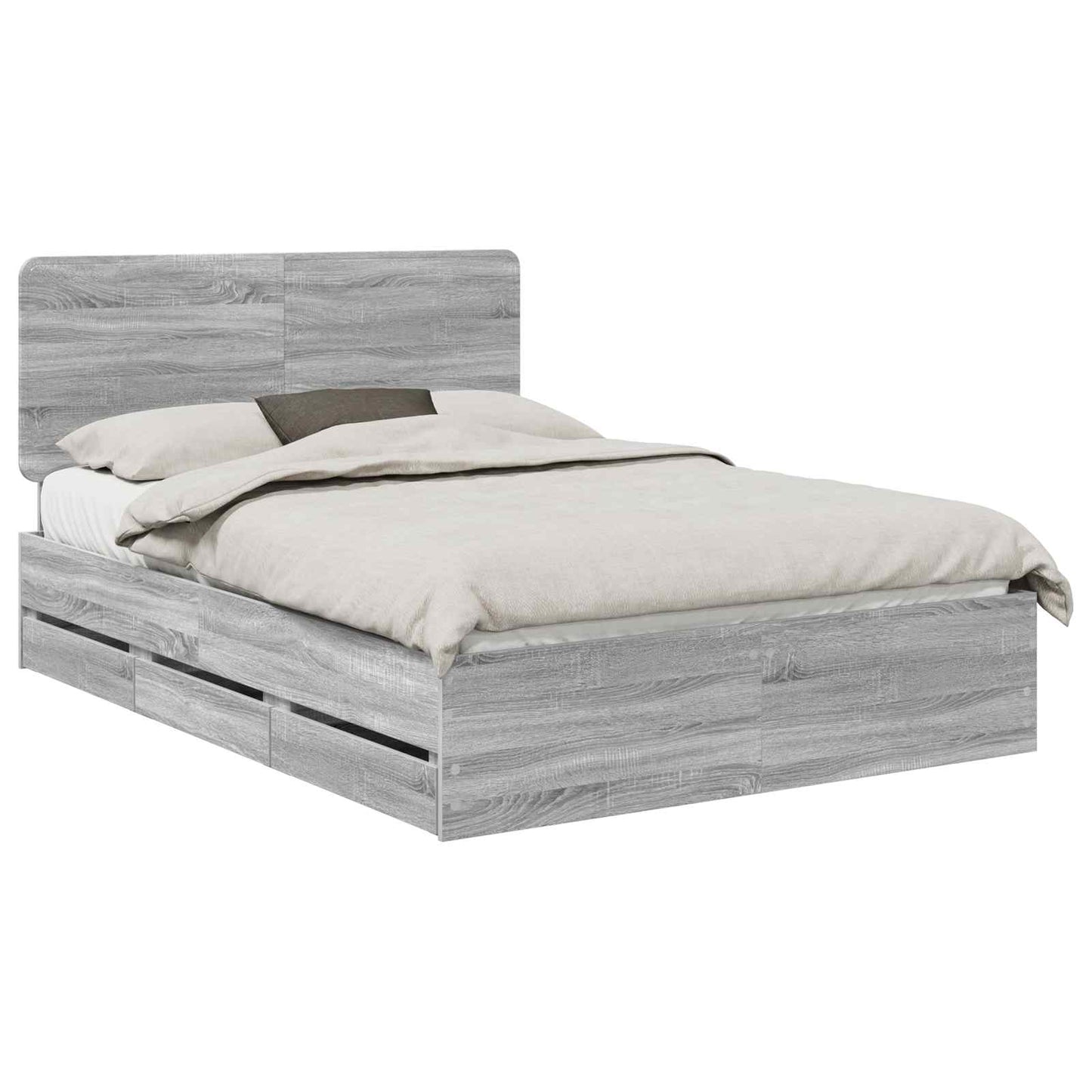 vidaXL Cadre de lit Gris sonoma 140 x 200 cm Bois d'ingénierie