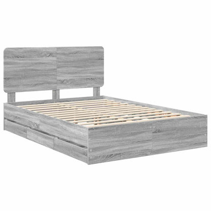 vidaXL Cadre de lit Gris sonoma 140 x 200 cm Bois d'ingénierie