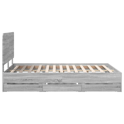 vidaXL Cadre de lit Gris sonoma 140 x 200 cm Bois d'ingénierie
