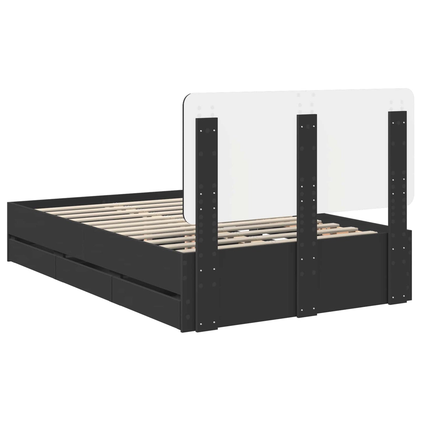 vidaXL Bettrahmen mit Schubladen Schwarz 135 x 190 cm Ingenieurs Holz