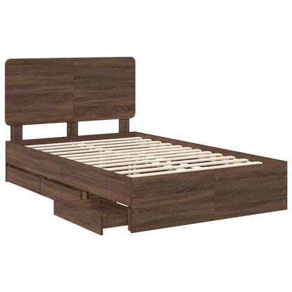 vidaXL Bettrahmen Braun Eichen-Optik 135 x 190 cm Ingenieurs Holz