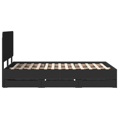 vidaXL Bettrahmen mit Schubladen Schwarz 120 x 190 cm Ingenieurs Holz