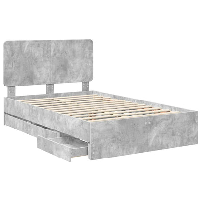 vidaXL Bettrahmen mit Kopfteil Beton Grau 120 x 190 cm Ingenieurs Holz