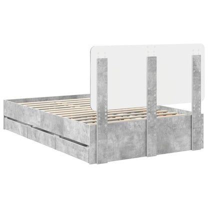 vidaXL Bettrahmen mit Kopfteil Beton Grau 120 x 190 cm Ingenieurs Holz