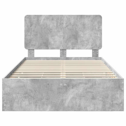 vidaXL Bettrahmen mit Kopfteil Beton Grau 120 x 190 cm Ingenieurs Holz
