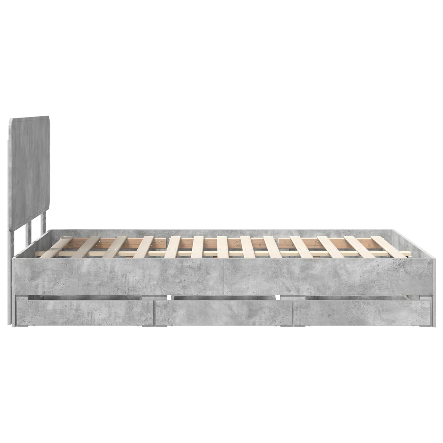 vidaXL Bettrahmen mit Kopfteil Beton Grau 120 x 190 cm Ingenieurs Holz