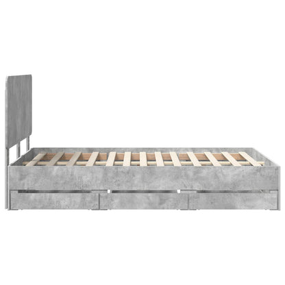 vidaXL Bettrahmen mit Kopfteil Beton Grau 120 x 190 cm Ingenieurs Holz