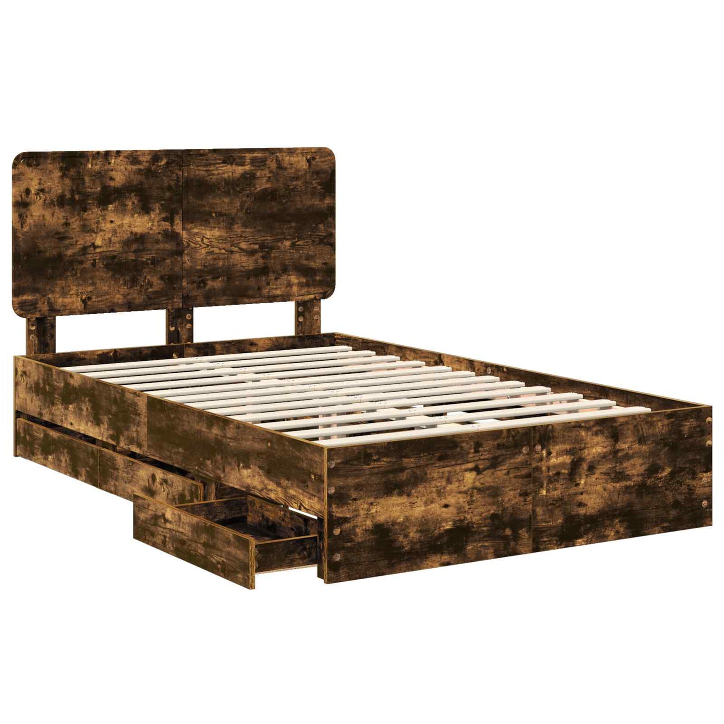 Bettrahmen Geräucherte Eiche 120 x 190 cm Ingenieurs Holz