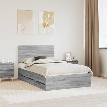 vidaXL Bettrahmen Graues Sonoma 120 x 190 cm Ingenieurs Holz