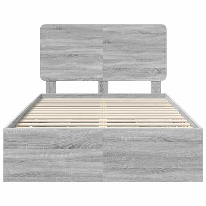 vidaXL Bettrahmen Graues Sonoma 120 x 190 cm Ingenieurs Holz