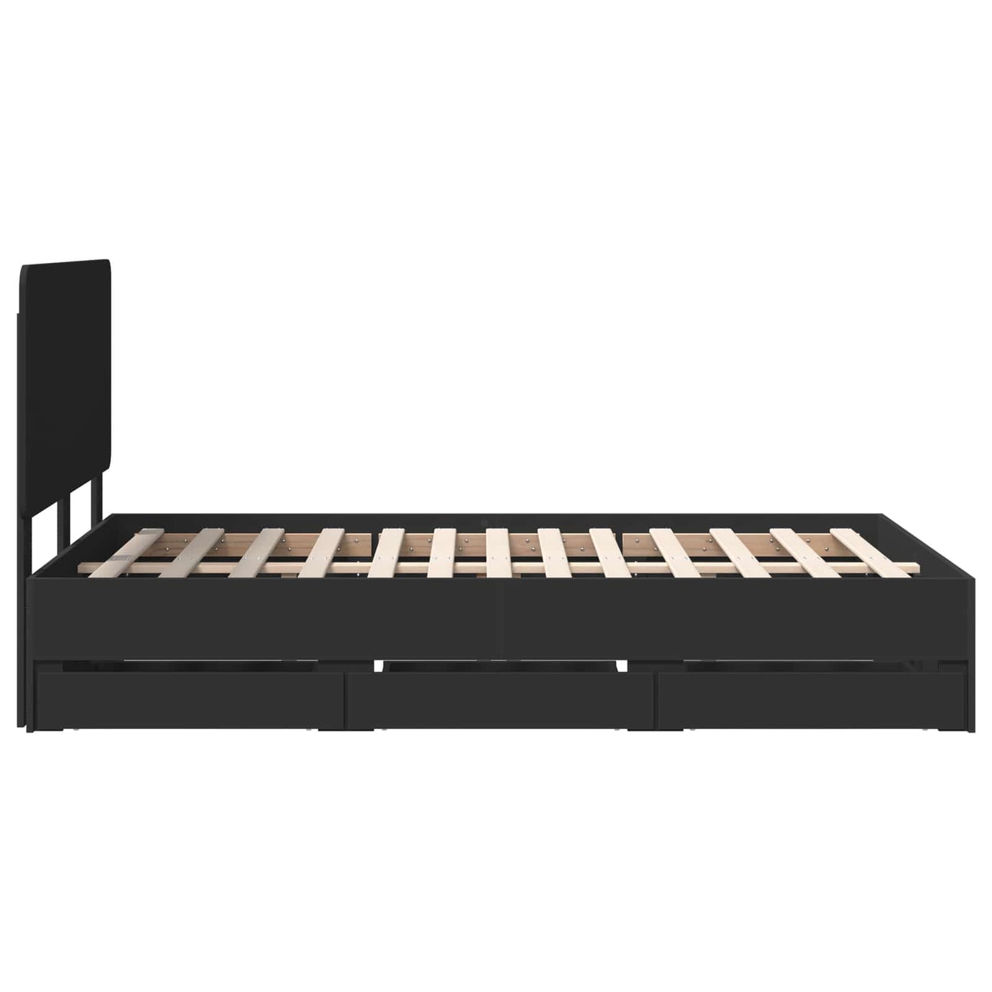 vidaXL Bettrahmen mit Schubladen Schwarz 120 x 200 cm Ingenieurs Holz
