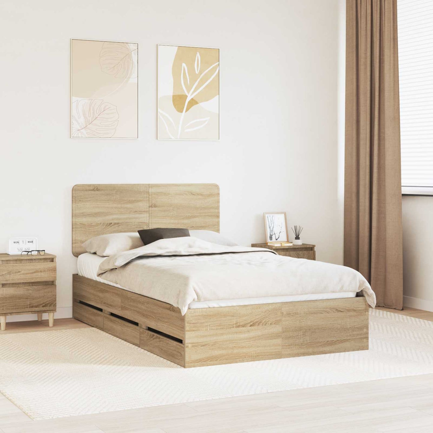 vidaXL Bettrahmen Sonoma-Eiche 120 x 200 cm Ingenieurs Holz
