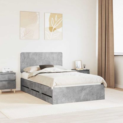 vidaXL Bettrahmen mit Kopfteil Beton Grau 120 x 200 cm Ingenieurs Holz