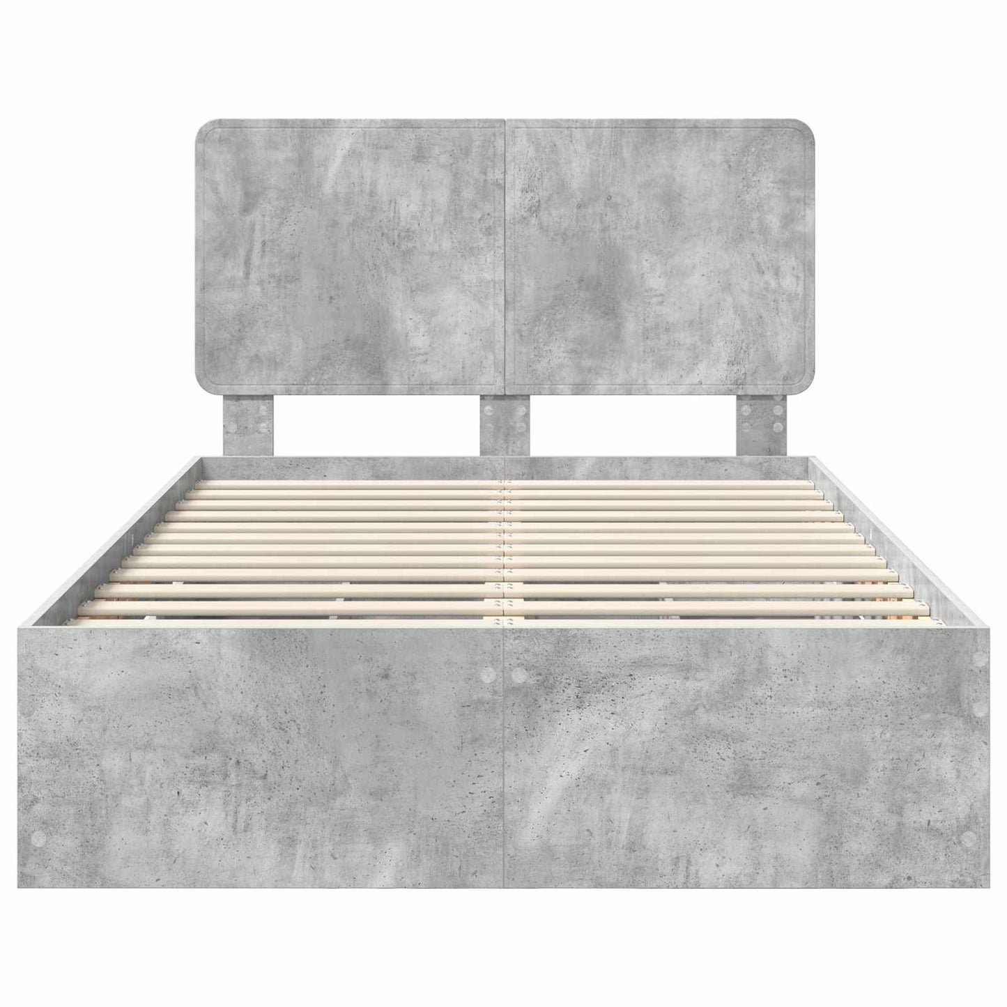 vidaXL Bettrahmen mit Kopfteil Beton Grau 120 x 200 cm Ingenieurs Holz