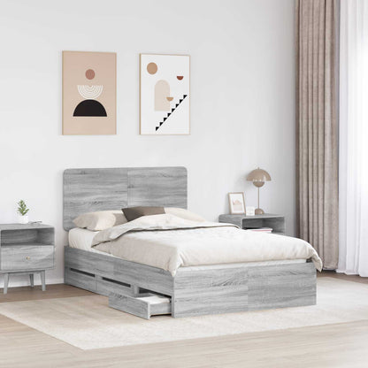 vidaXL Bettrahmen Graues Sonoma 120 x 200 cm Ingenieurs Holz