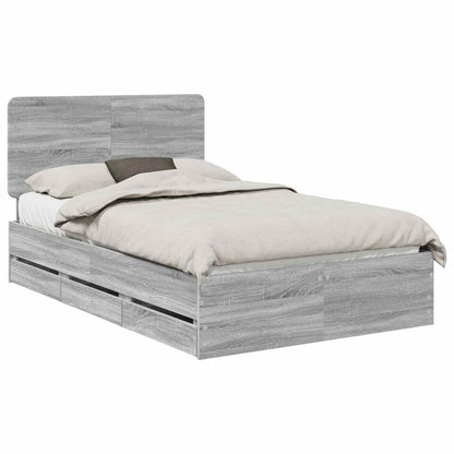 vidaXL Bettrahmen Graues Sonoma 120 x 200 cm Ingenieurs Holz