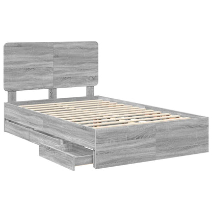 vidaXL Bettrahmen Graues Sonoma 120 x 200 cm Ingenieurs Holz