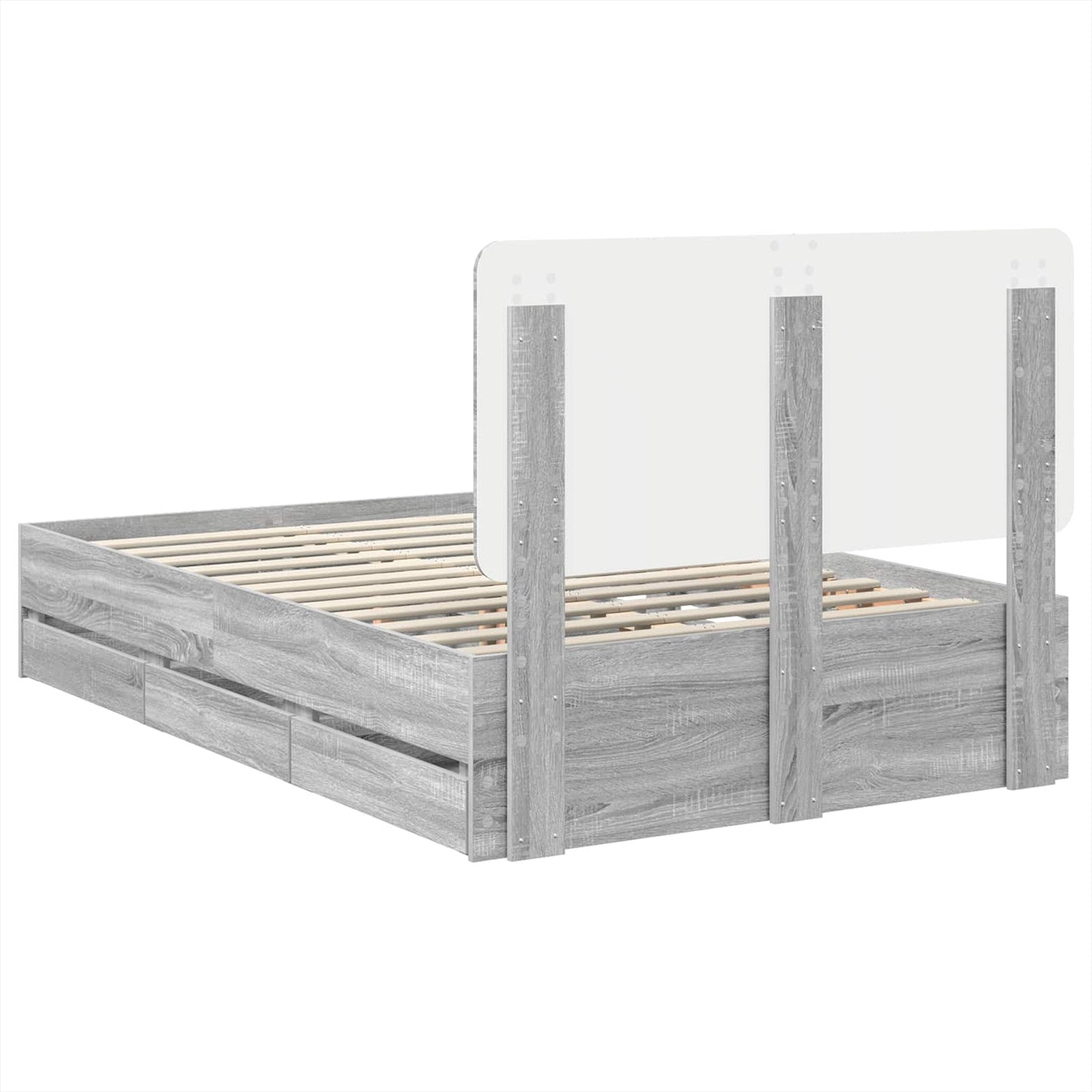 vidaXL Bettrahmen Graues Sonoma 120 x 200 cm Ingenieurs Holz