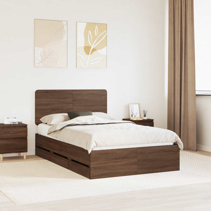 vidaXL Bettrahmen Braun Eichen-Optik 120 x 200 cm Ingenieurs Holz