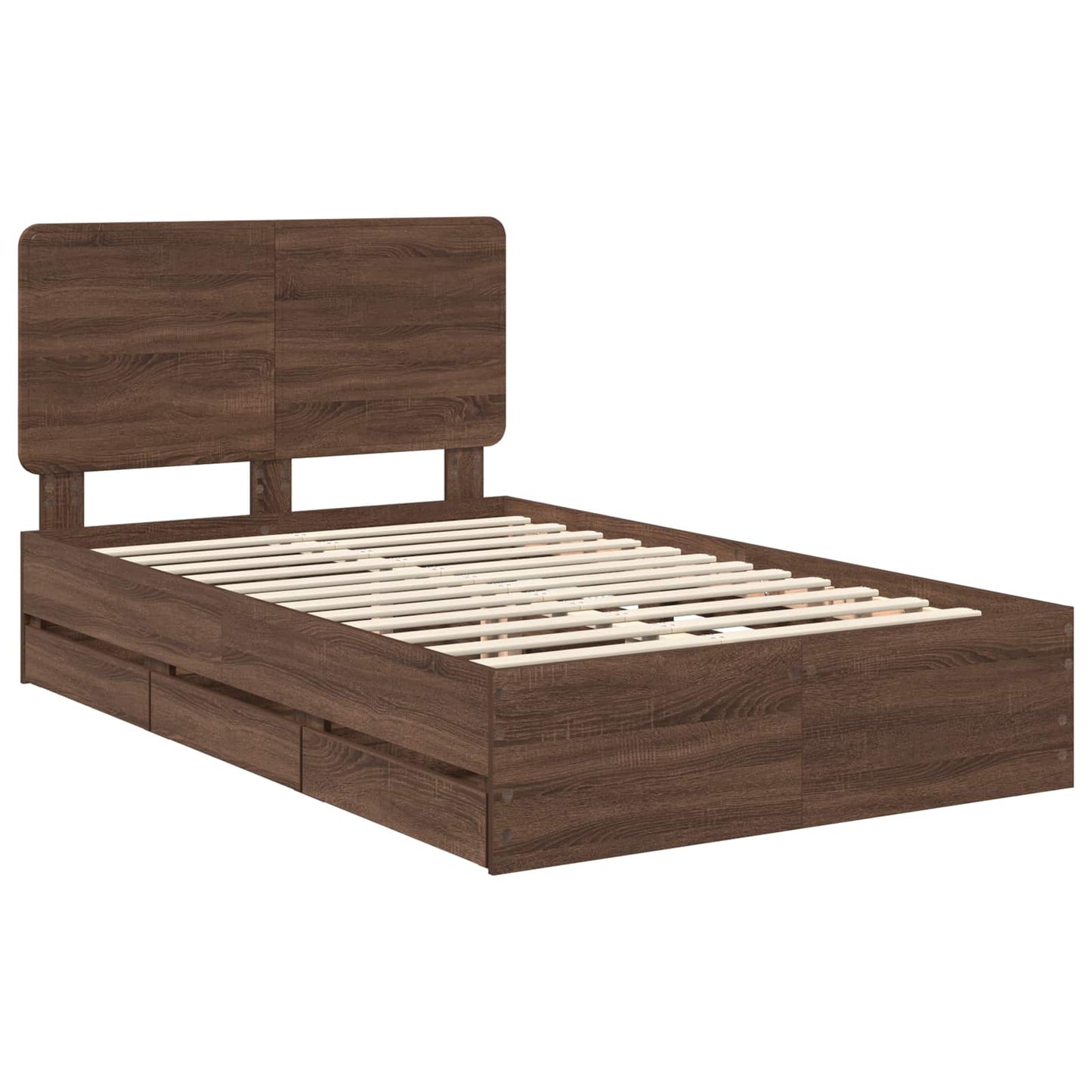 vidaXL Bettrahmen Braun Eichen-Optik 120 x 200 cm Ingenieurs Holz