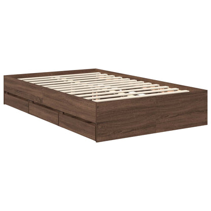 vidaXL Bettrahmen Braun Eichen-Optik 120 x 200 cm Ingenieurs Holz