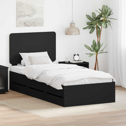 vidaXL Bettrahmen mit Schubladen Schwarz 100 x 200 cm Ingenieurs Holz