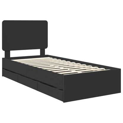 vidaXL Bettrahmen mit Schubladen Schwarz 100 x 200 cm Ingenieurs Holz