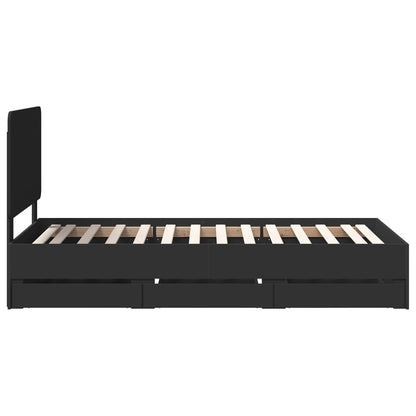 vidaXL Bettrahmen mit Schubladen Schwarz 100 x 200 cm Ingenieurs Holz