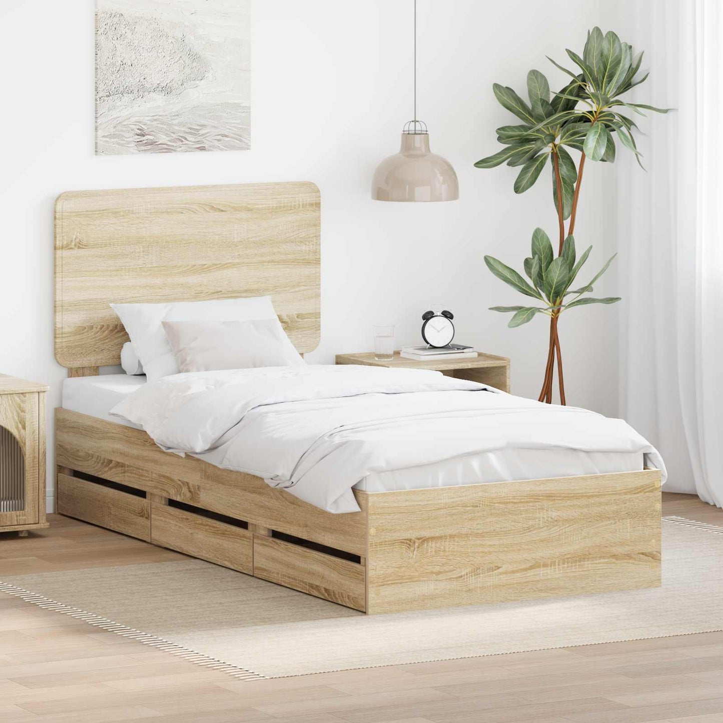 vidaXL Bettrahmen Sonoma-Eiche 100 x 200 cm Ingenieurs Holz