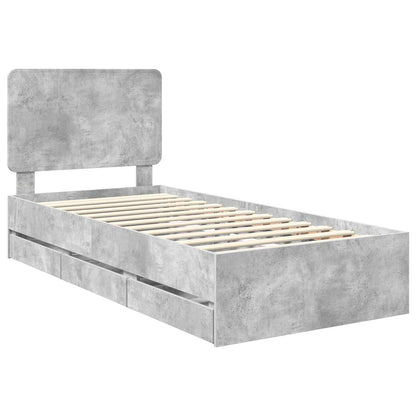 vidaXL Bettrahmen mit Kopfteil Beton Grau 100 x 200 cm Ingenieurs Holz