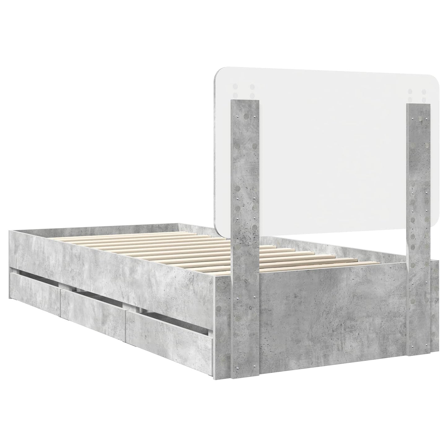 vidaXL Bettrahmen mit Kopfteil Beton Grau 100 x 200 cm Ingenieurs Holz