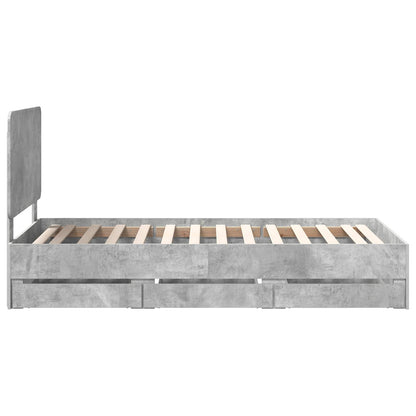 vidaXL Bettrahmen mit Kopfteil Beton Grau 100 x 200 cm Ingenieurs Holz