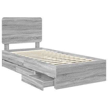 vidaXL Bettrahmen Graues Sonoma 100 x 200 cm Ingenieurs Holz