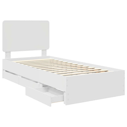 Bettrahmen mit Schubladen Weiß 90 x 190 cm Ingenieurs Holz