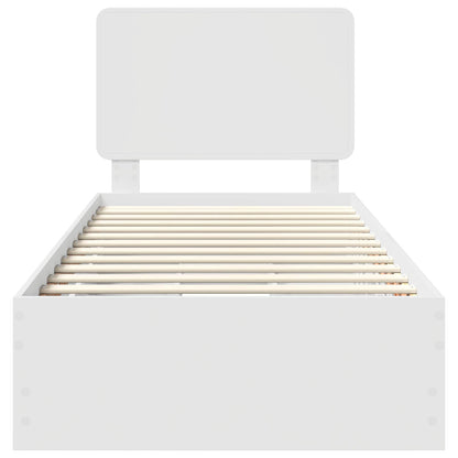 Bettrahmen mit Schubladen Weiß 90 x 190 cm Ingenieurs Holz