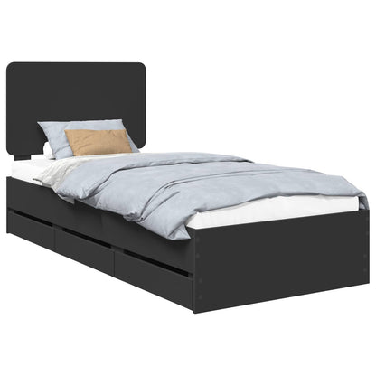 vidaXL Bettrahmen mit Schubladen Schwarz 90 x 190 cm Ingenieurs Holz
