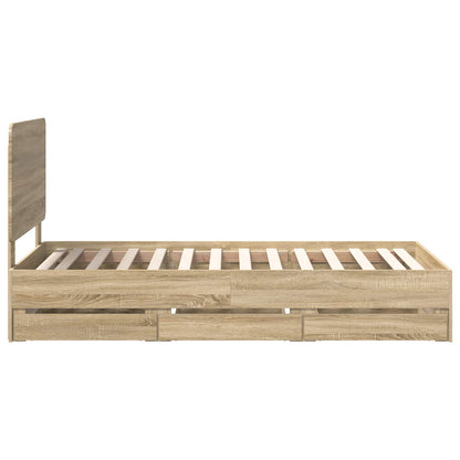 vidaXL Bettrahmen Sonoma-Eiche 90 x 190 cm Ingenieurs Holz