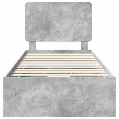 vidaXL Bettrahmen mit Kopfteil Beton Grau 90 x 190 cm Ingenieurs Holz