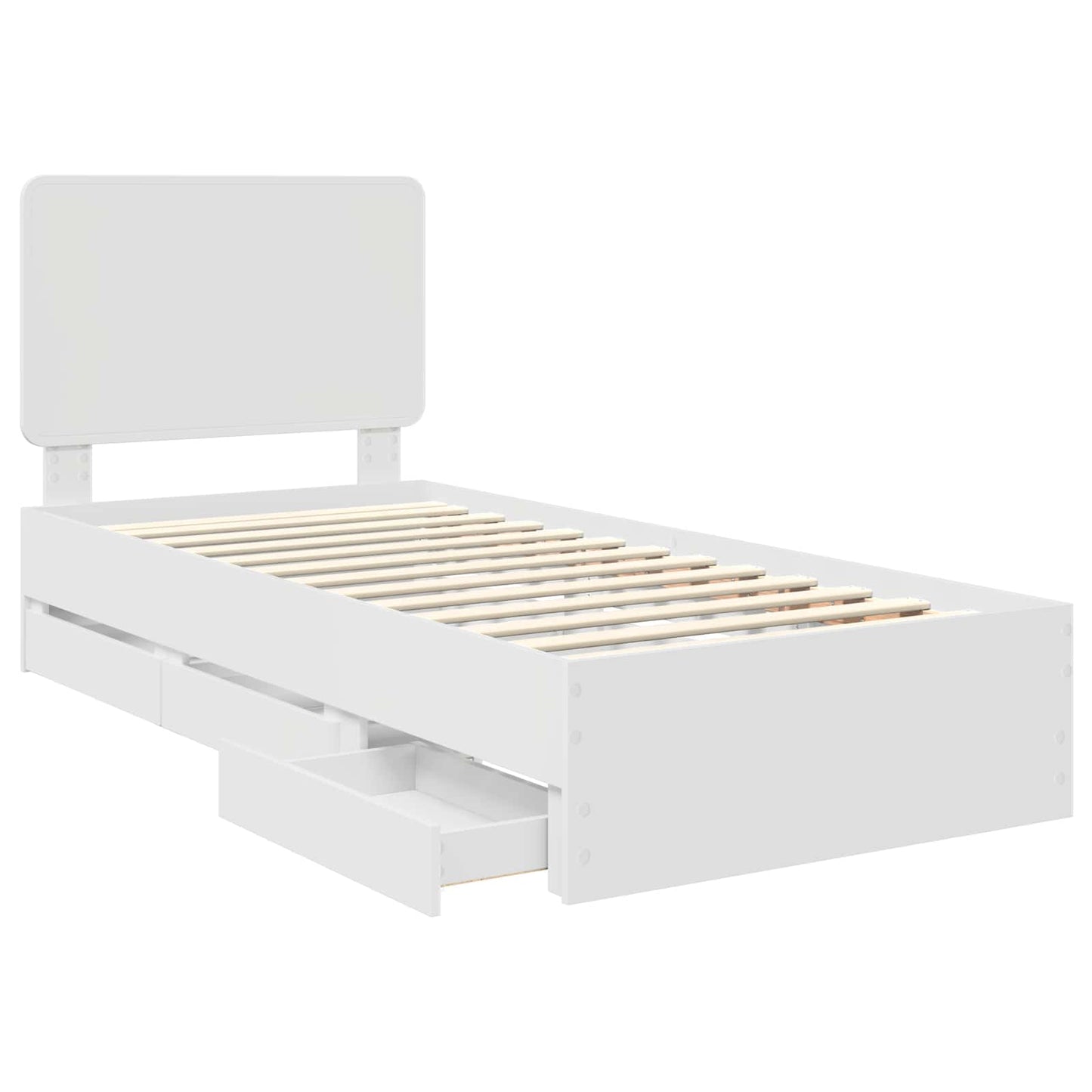 vidaXL Bettrahmen mit Schubladen Weiß 90 x 200 cm Ingenieurs Holz