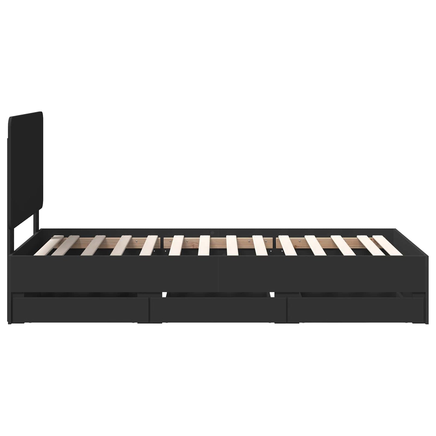 vidaXL Bettrahmen mit Schubladen Schwarz 90 x 200 cm Ingenieurs Holz