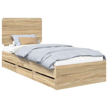 vidaXL Bettrahmen Sonoma-Eiche 90 x 200 cm Ingenieurs Holz