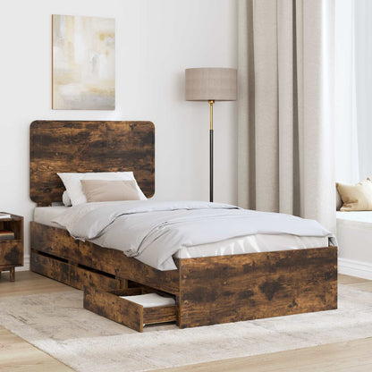 vidaXL Bettrahmen Geräucherte Eiche 90 x 200 cm Ingenieurs Holz