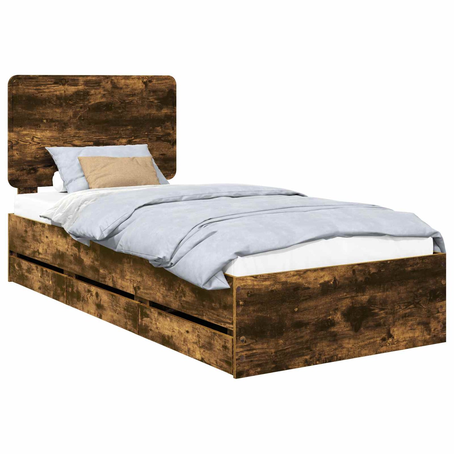 vidaXL Bettrahmen Geräucherte Eiche 90 x 200 cm Ingenieurs Holz