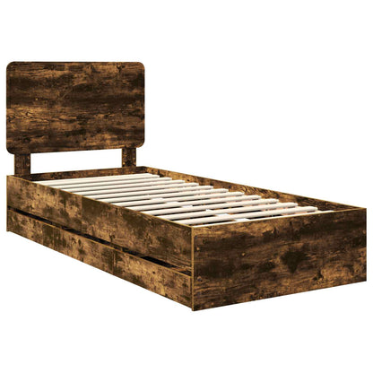 vidaXL Bettrahmen Geräucherte Eiche 90 x 200 cm Ingenieurs Holz