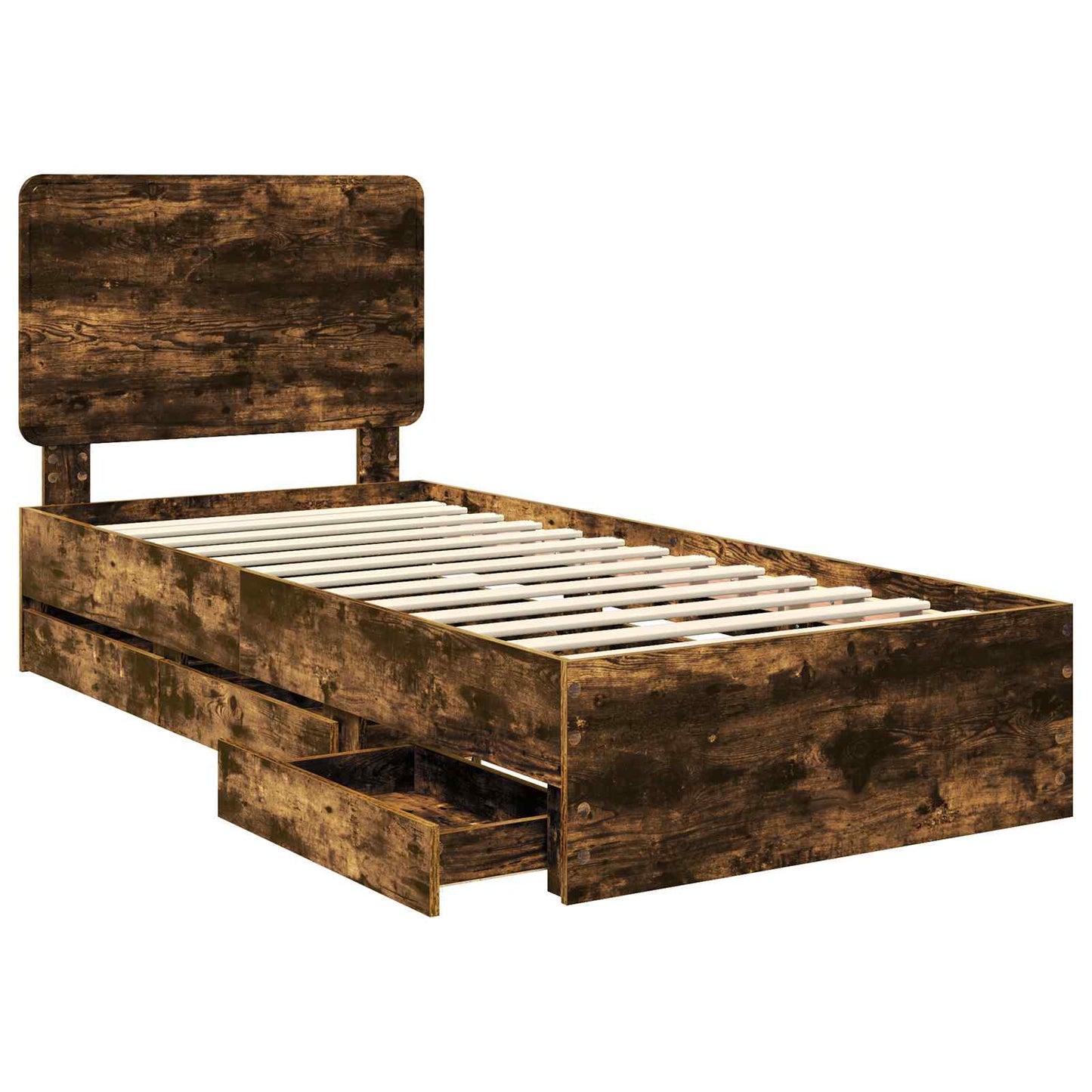 vidaXL Bettrahmen Geräucherte Eiche 90 x 200 cm Ingenieurs Holz