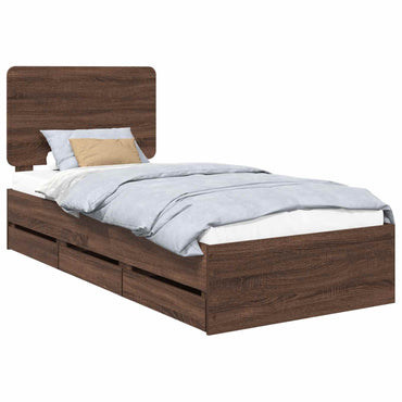 vidaXL Bettrahmen Braun Eichen-Optik 90 x 200 cm Ingenieurs Holz