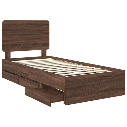 vidaXL Bettrahmen Braun Eichen-Optik 90 x 200 cm Ingenieurs Holz