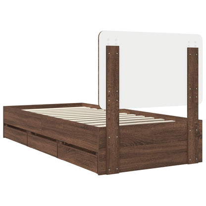vidaXL Bettrahmen Braun Eichen-Optik 90 x 200 cm Ingenieurs Holz